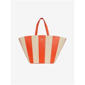 Béžovo-oranžová dámská pruhovaná plážová taška Tommy Hilfiger obraz