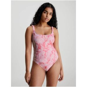 Růžové dámské jednodílné plavky Calvin Klein Underwear Authentic-One Piece-Print obraz