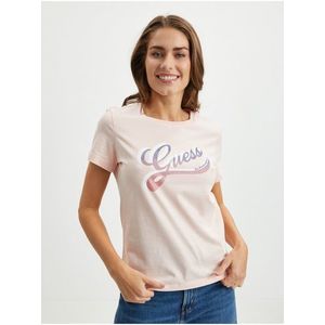 Světle růžové dámské tričko Guess obraz