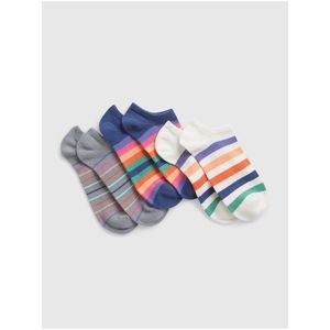 Sada tří párů dětských pruhovaných ponožek v bílé, tmavě modré a šedé barvě GAP obraz