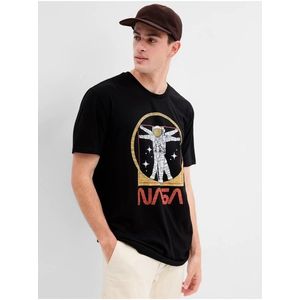 Černé pánské tričko s potiskem GAP & NASA obraz
