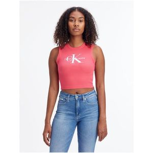 Tmavě růžové dámské crop top tílko Calvin Klein Jeans obraz