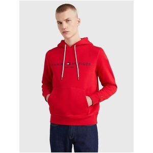 Červená pánská mikina Tommy Hilfiger Tommy Logo Hoody - Pánské obraz