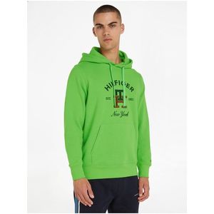 Světle zelená pánská mikina Tommy Hilfiger Curved Monogram Hoody obraz