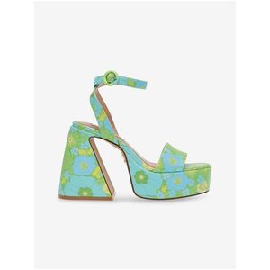 Světle modro-zelené dámské sandály na podpatku Steve Madden obraz