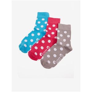 Sada tří párů dámských puntíkovaných ponožek v modré, šedé a červené barvě SAM 73 obraz