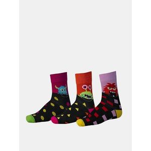 Sada tří párů vzorovaných ponožek v růžové a černé barvě SAM 73 obraz