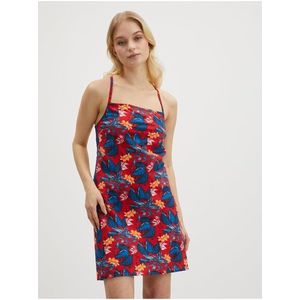 Modro-červené dámské květované krátké šaty na ramínka Tommy Jeans obraz