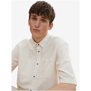 Krémová pánská košile s krátkým rukávem Tom Tailor Denim obraz