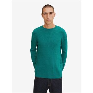 Zelený pánský basic svetr s příměsí vlny z jaka Tom Tailor obraz