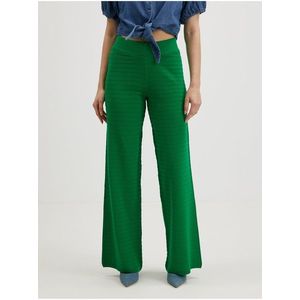 Zelené dámské žebrované široké kalhoty ONLY Cata obraz