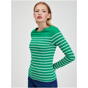 Bílo-zelené dámské pruhované tričko ORSAY obraz