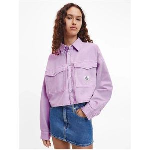 Světle fialová dámská oversize džínová svrchní košile Calvin Klein Jeans obraz