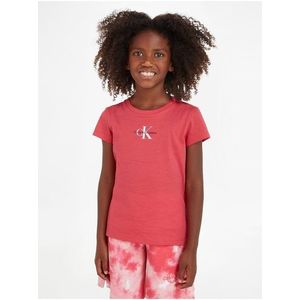 Tmavě růžové holčičí tričko Calvin Klein Jeans obraz