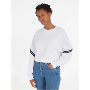Bílá dámská crop top mikina Calvin Klein Jeans obraz
