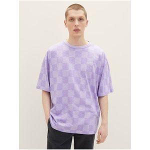 Světle fialové pánské kostkované oversize tričko Tom Tailor Denim obraz