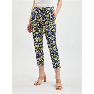 Žluto-modré dámské zkrácené květované kalhoty ORSAY obraz