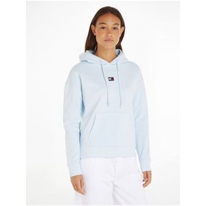 Světle modrá dámská mikina Tommy Jeans Badge Hoodie obraz