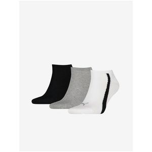 Sada tří párů ponožek v černé, bílé a světle šedé barvě Puma Lifestyle obraz