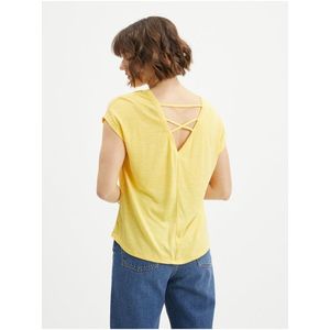 Žluté tričko s výstřihem na zádech VERO MODA Ulja June obraz