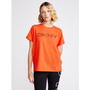 DKNY Striped Logo Triko Oranžová obraz