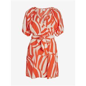 Krémovo-oranžové dámské vzorované šaty VILA Dogma obraz