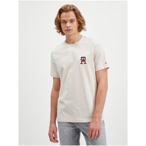Béžové pánské tričko Tommy Hilfiger obraz