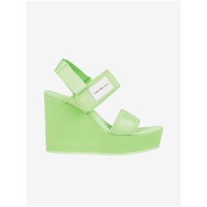 Světle zelené dámské sandály na klínku Calvin Klein Jeans obraz