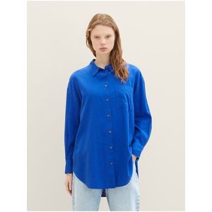 Modrá dámská lněná košile Tom Tailor Denim obraz