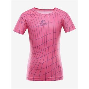 Růžové dětské vzorované rychleschnoucí tričko ALPINE PRO BASIKO obraz