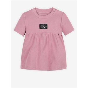 Růžové holčičí žebrované šaty Calvin Klein Jeans obraz