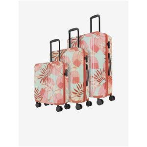 Sada tří vzorovaných cestovních kufrů v růžové a tyrkysové barvě Travelite Cruise 4w S, M, L obraz
