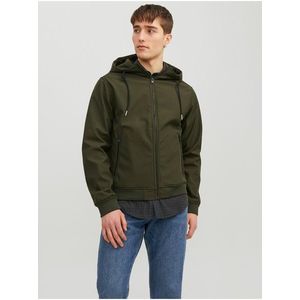 Khaki pánská lehká softshellová bunda Jack & Jones Basic obraz