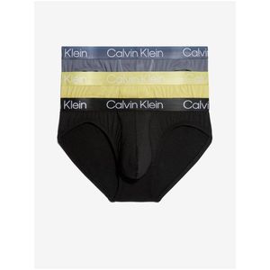 Sada tří pánských slipů v černé, žluté a šedé barvě 3PK Calvin Klein Underwear obraz