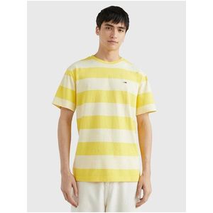 Světle žluté pánské pruhované tričko Tommy Jeans obraz