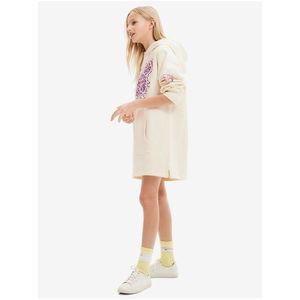Krémové holčičí mikinové šaty s kapucí Desigual Emmline Disney obraz