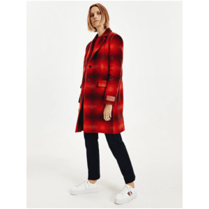 Červený dámský kabát s příměsí vlny Tommy Hilfiger obraz