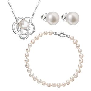 Evolution Group Sada stříbrných šperků s bílou říční perlou a náhrdelník kytička AG SADA 4 obraz