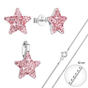 Evolution Group Sada stříbrných šperků náušnice a náhrdelník růžové hvězdičky AG SADA 5 obraz