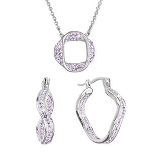 Evolution Group Sada stříbrných šperků náušnice vlnky a náhrdelník fialová AG SADA 7 obraz
