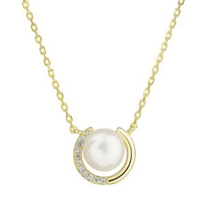 Evolution Group Pozlacený stříbrný náhrdelník s bílou říční perlou 22039.1 obraz