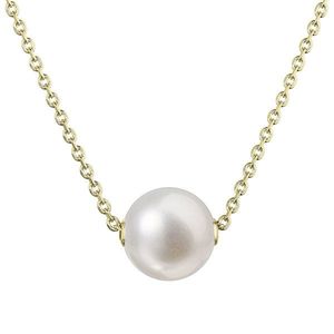 Evolution Group Pozlacený stříbrný náhrdelník s pevnou bílou říční perlou na řetízku 22047.1 obraz