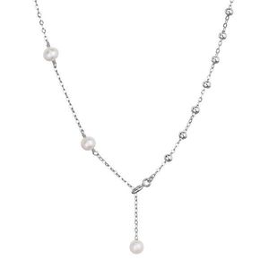 Evolution Group Stříbrný náhrdelník s třemi říčními perlami na řetízku a stříbrnými kuličkami 22042.1 obraz