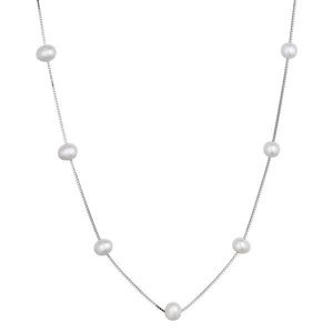 Evolution Group Stříbrný náhrdelník s oválnými říčními perlami na řetízku 22043.1 obraz