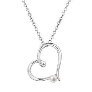 Evolution Group Stříbrný náhrdelník srdce s malou bílou říční perličkou 22045.1 obraz