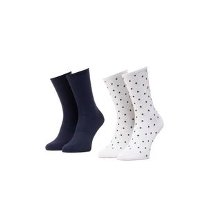 Tommy Hilfiger dámské bílé a modré ponožky 2 pack Dot obraz