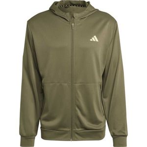 adidas TRAIN ESSENTIALS FULL-ZIP HOODIE Pánská sportovní mikina, khaki, velikost obraz