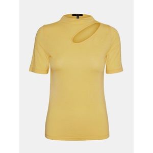 Žluté tričko s průstřihem VERO MODA Glow obraz