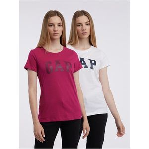 Sada dvou dámských triček v tmavě růžové a bílé barvě GAP obraz