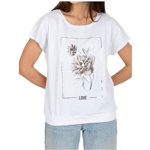 Bílé tričko s potiskem květiny obraz